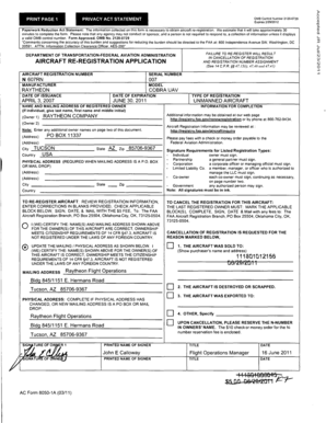 Aircraft Re-Registration Application