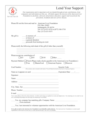 American Liver Foundation Donation Form