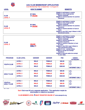AAU Club Membership Application