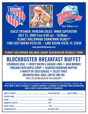 Star of the night award certificate template word - AAU Breakfast Reservation Form - image aausports