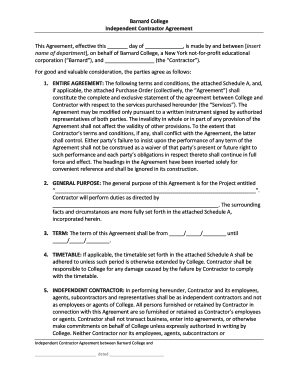 Tattoo contract template - Barnard College Independent Contractor Agreement Note The bb