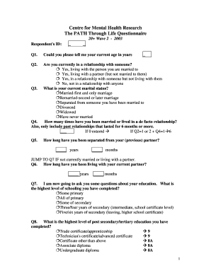 PATH Through Life Questionnaire