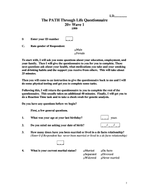 PATH Through Life Questionnaire