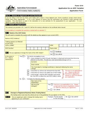 Form 1214 - Application Form for an AOC Variation - Civil Aviation ... - casa gov