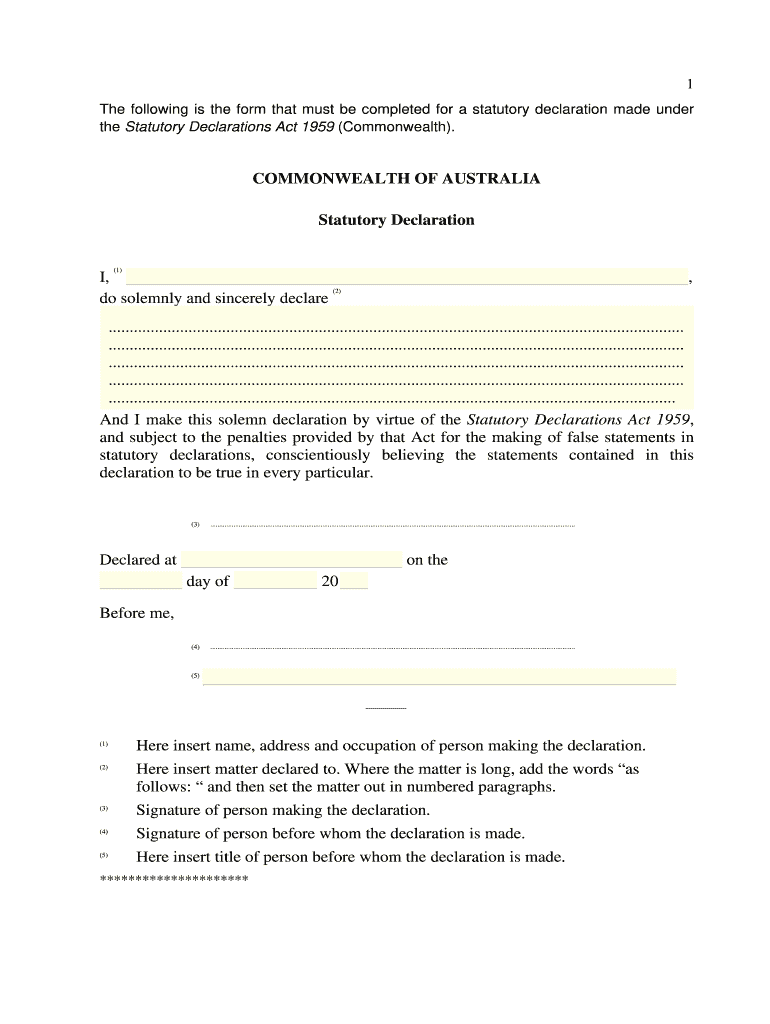 how to write a statutory declaration Preview on Page 1.