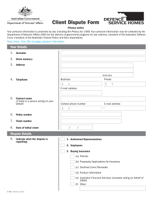 Client Dispute Form