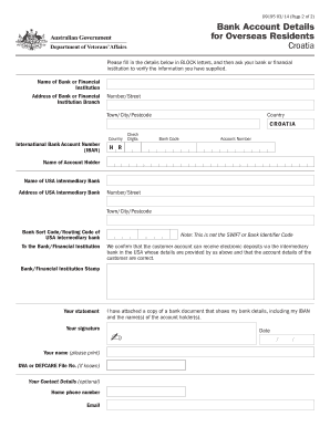 Bank Account Details for Overseas Residents