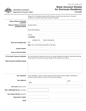 Bank Account Details for Overseas Residents Canada