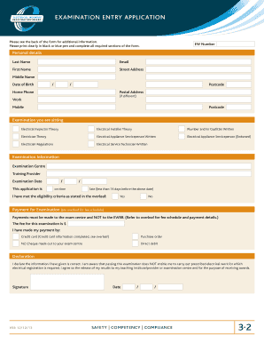 Electrical Worker Examination Entry Application