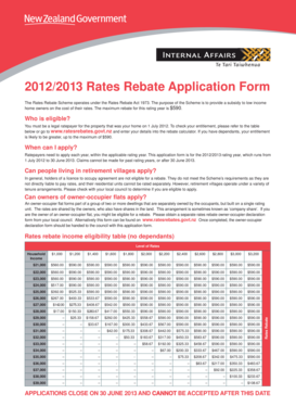 2012/2013 Rates Rebate Application Form