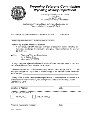 Veterans Verification Form (70.01 KB) - Wyoming Department of ... - dot state wy