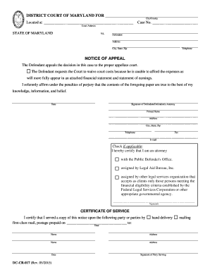 Maryland Notice of Appeal