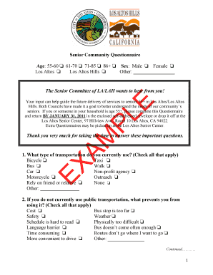 Senior Community Questionnaire