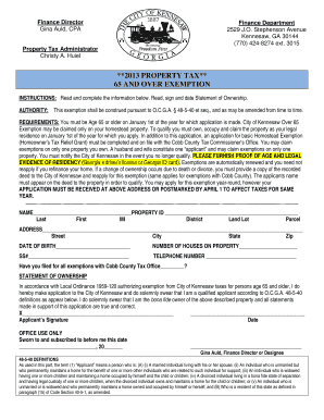 Georgia 65 and Over Property Tax Exemption Form