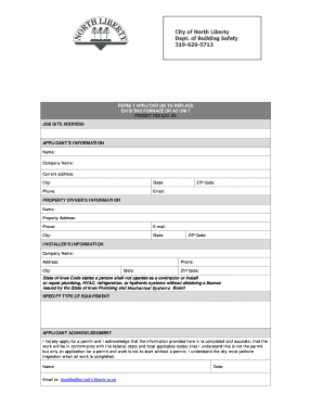 Iowa Furnace or AC Unit Replacement Permit Application
