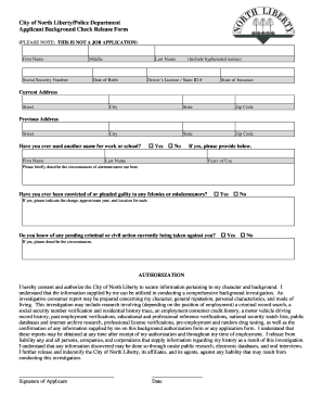 Applicant Background Check Release Form