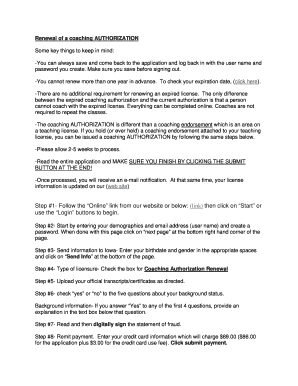 Iowa Coaching Authorization Renewal