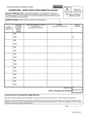 Iowa Schedule B Monetary Expenditures Form