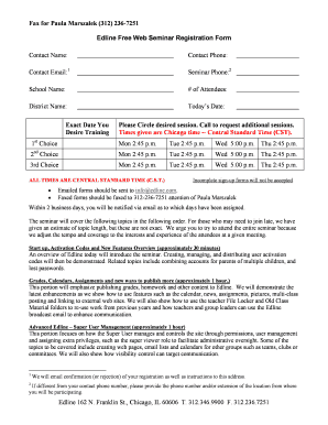 Edline Free Web Seminar Registration Form
