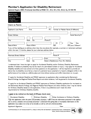 Member’s Application for Disability Retirement
