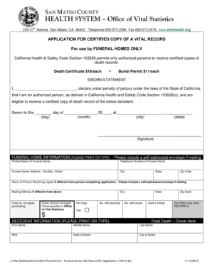 California Death Record Application