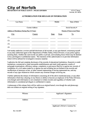 Authorization for Release of Information