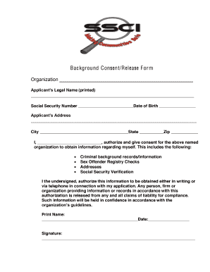 Background Consent Release Form