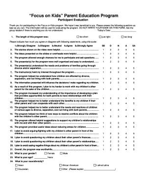 Focus on Kids Parent Education Program Evaluation