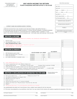 Heath Ohio 2007 Income Tax Return