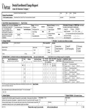 Aetna Dental Enrollment/Change Request Form