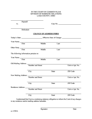 Ohio Change of Address Form