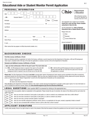 Ohio Educational Aide Permit Application