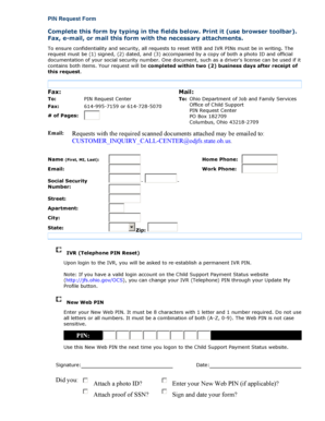 Ohio PIN Request Form