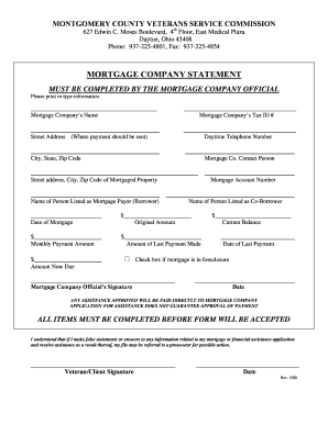 Mortgage Company Statement