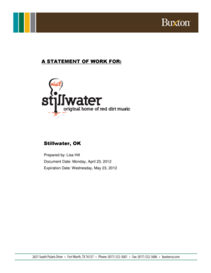 A STATEMENT OF WORK FOR: Stillwater, OK - the City of Stillwater - files stillwater