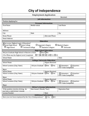City of Independence Employment Application