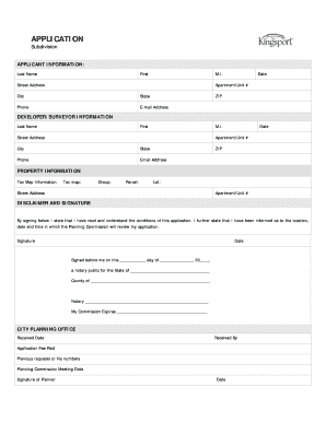 Subdivision Application Form