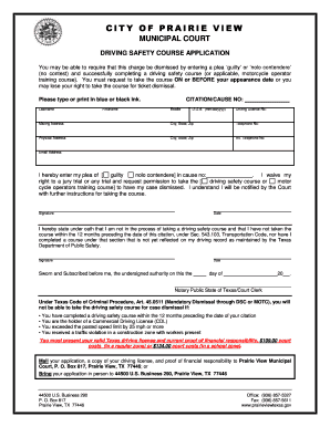 Texas Driving Safety Course Application