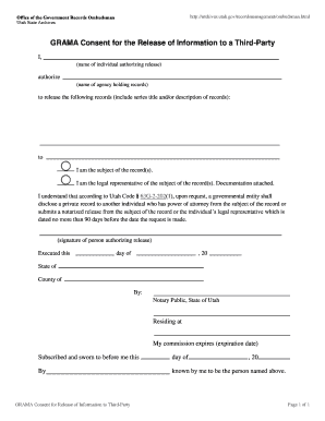 GRAMA Consent for Release of Information to Third-Party