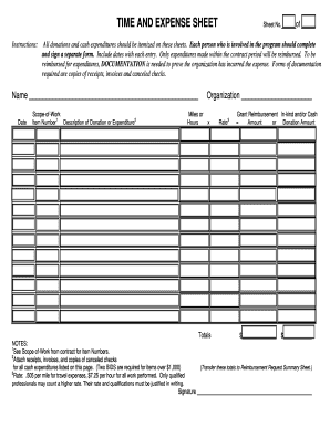 Time and Expense Sheet