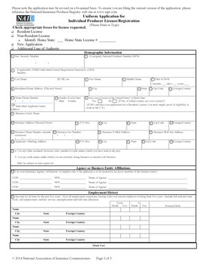Uniform Application for Individual Producer License/Registration