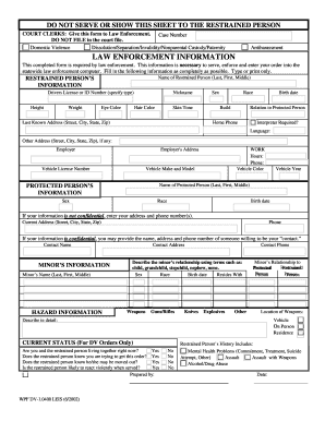 Washington Domestic Violence Law Enforcement Information Form