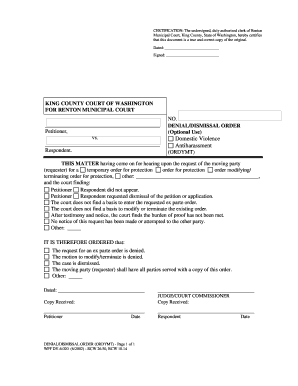 Denial/Dismissal Order