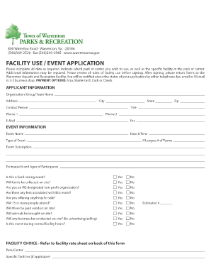 Facility Use Event Application