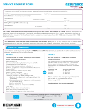 Assurance Wireless Service Request Form