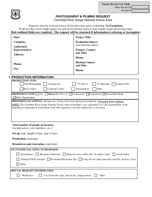 Notice of filming - Film and Photo Request Form: Columbia River Gorge National Scenic Area - fs usda