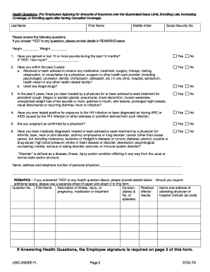 Employee Health Insurance Application Form