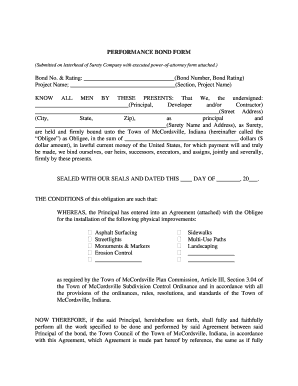 Performance Bond Form