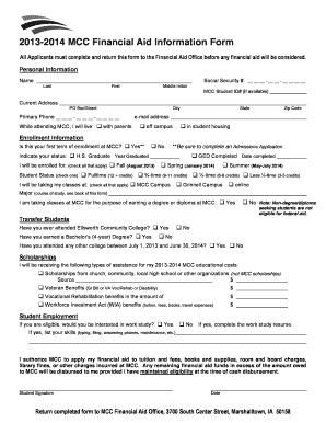 2013-2014 MCC Financial Aid Information Form