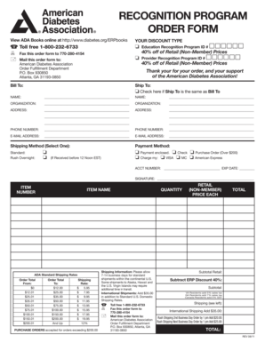 American Diabetes Association Order Form